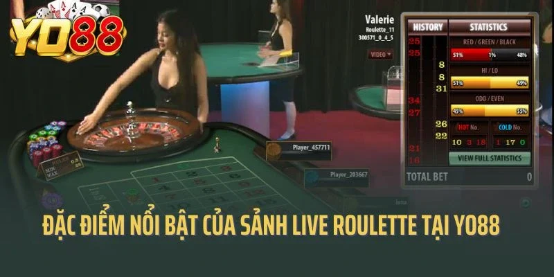 Đặc điểm nổi bật của sảnh live roulette tại yo88